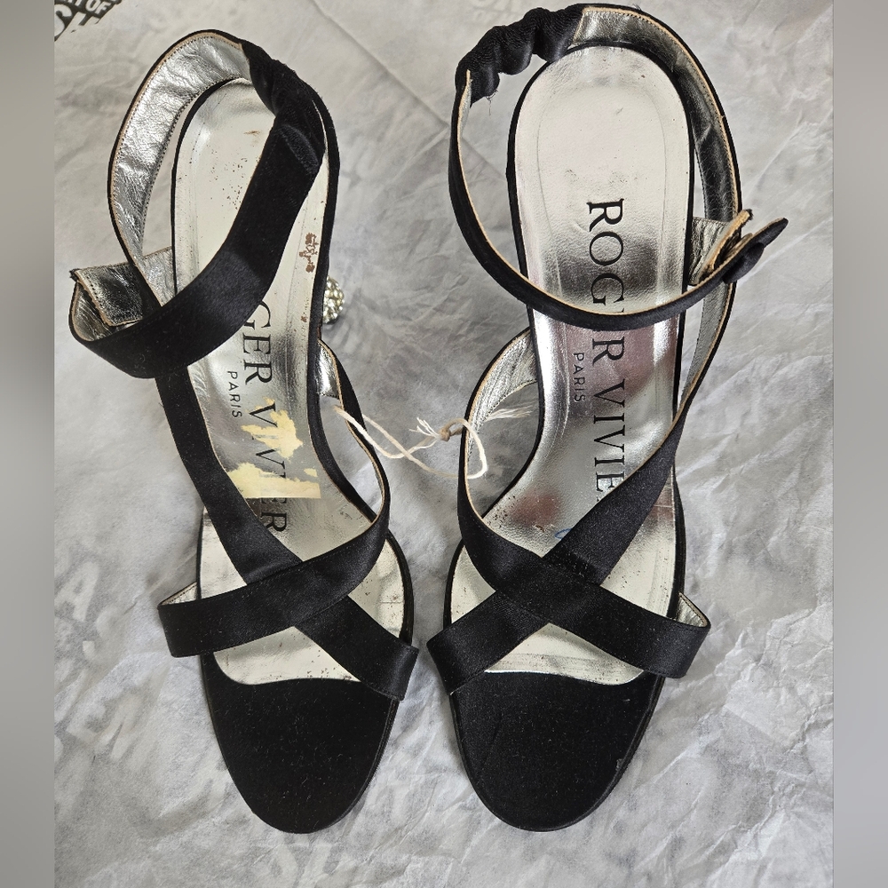 Vintage NWOB Roger Vivier Black Strappy Women's Shoes